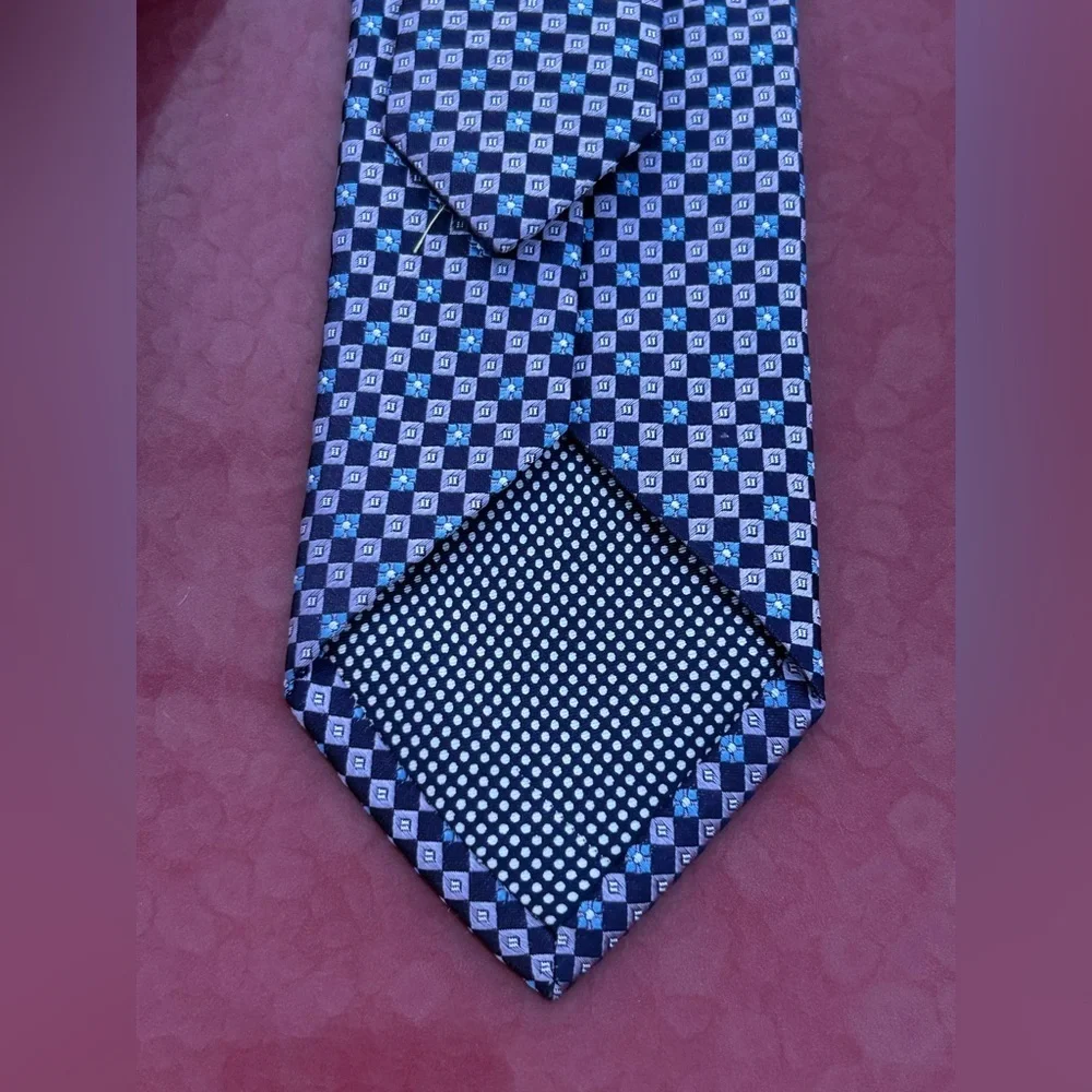 ETON Blue Geometric Silk Tie England